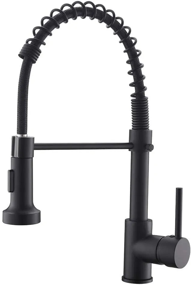 Monobloc Kitchen Sink Mixer Tap with Pull Out Hose Spray Single Lever - Matt Black