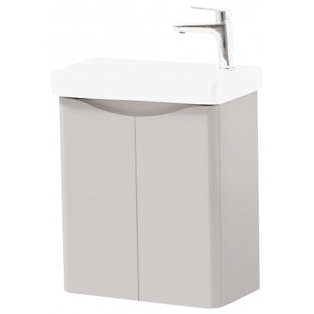 Arezzo Wall Mounted Cloakroom Ceramic Basin & 2 Door Unit - Cashmere