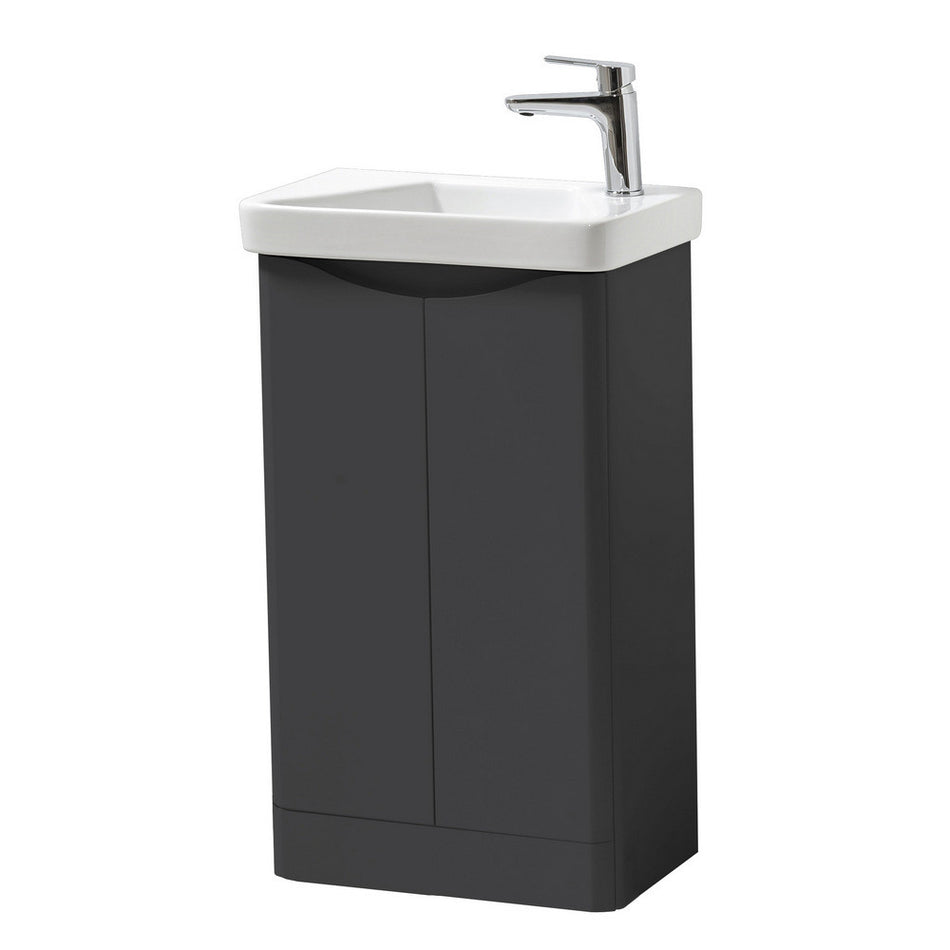 Arezzo Floor Standing Cloakroom Ceramic Basin & 2 Door Unit - Matt Graphite