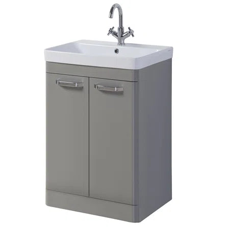 Olsa Floor Standing Basin Vanity Unit With 2 Doors - Slate Grey 500mm