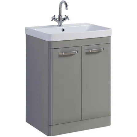 Olsa Floor Standing Basin Vanity Unit With 2 Doors - Slate Grey 600mm