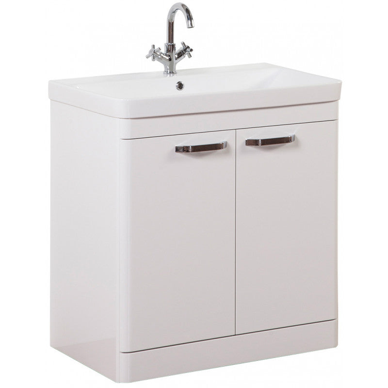 Olsa Floor Standing Basin Vanity Unit With 2 Doors - White Gloss 800mm