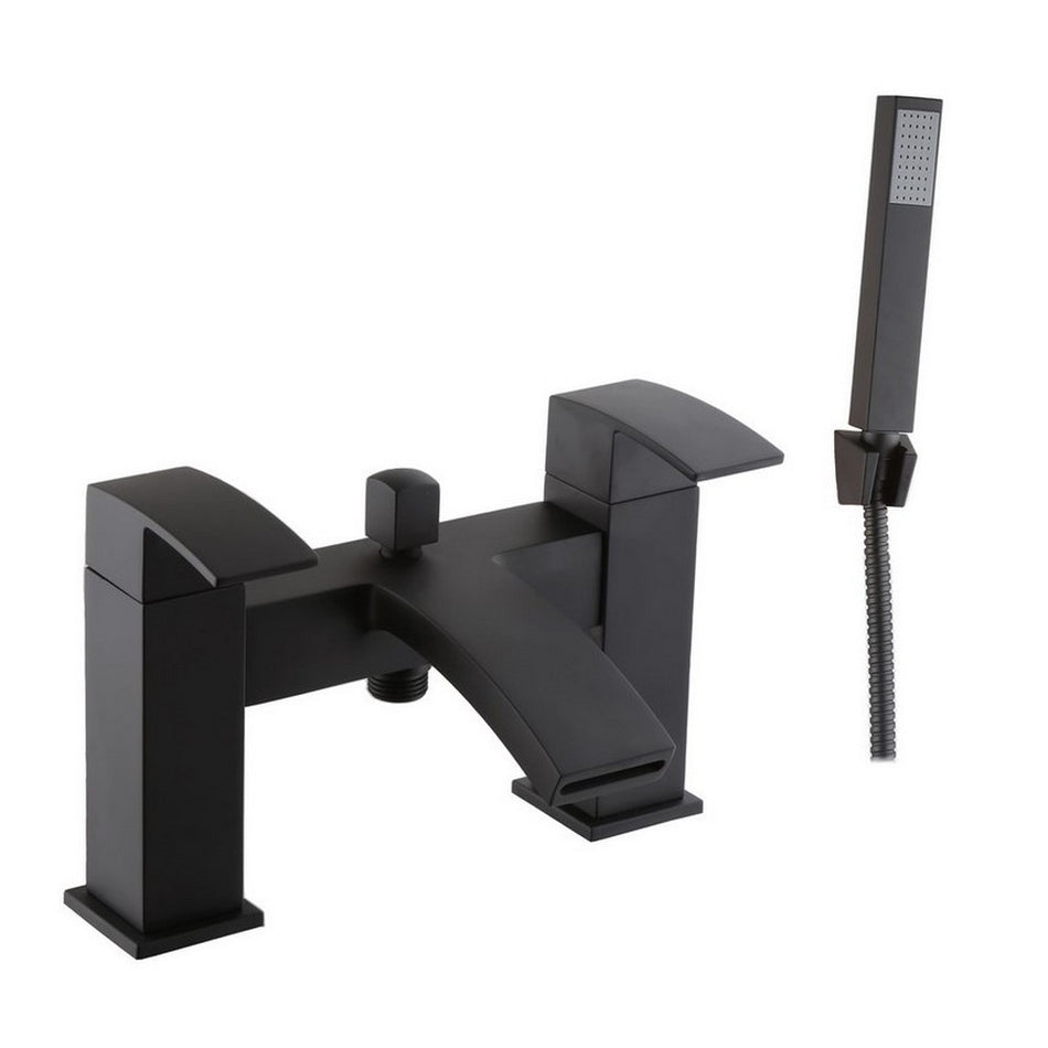 Curved Shower Bath Mixer Tap - Black