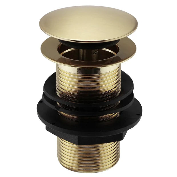 Unslotted Click Pop Up Basin Waste - Brass / Gold