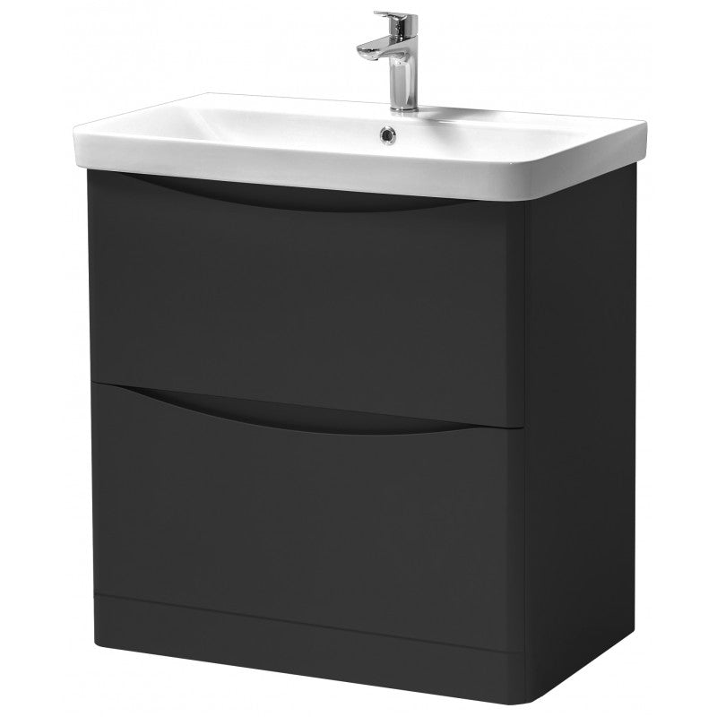 Arezzo Floor Standing 2 Drawer Unit & Ceramic Basin 800mm Matt Graphite