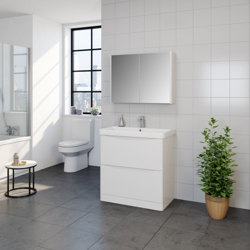 Arezzo Floor Standing 2 Drawer Unit & Ceramic Basin 800mm