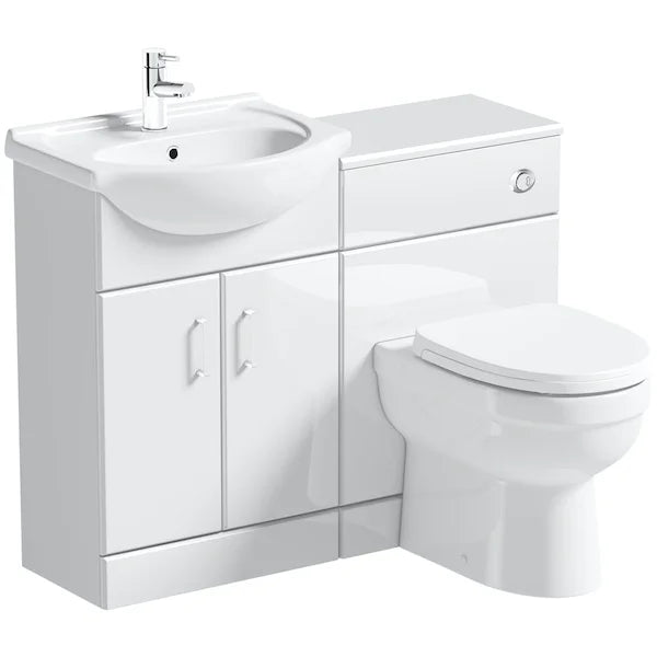 Back To Wall Combined Toilet & Basin Vanity Cabinet Unit