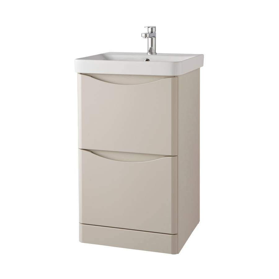 Arezzo Floor Standing 2 Drawer Unit & Ceramic Basin 500mm Cashmere