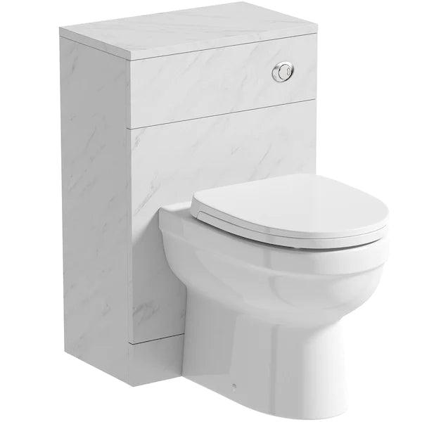 Vanity Toilet Unit With Soft Close Seat - Marble White