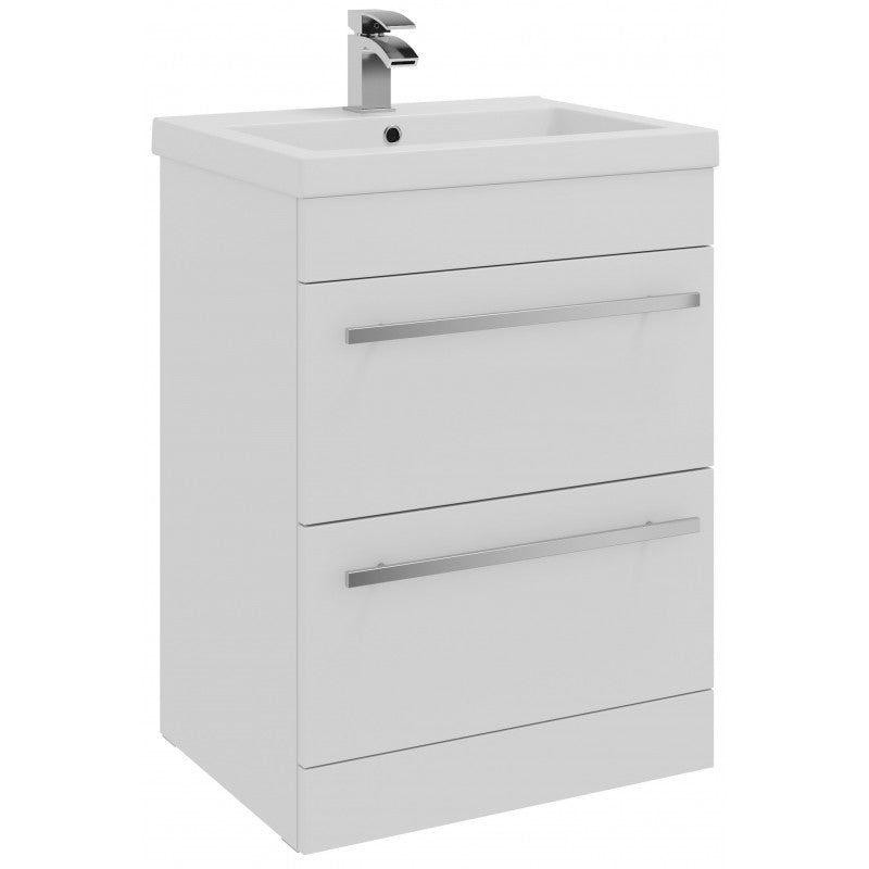 Milan Floor Standing 2 Drawer Unit & Basin - 600mm