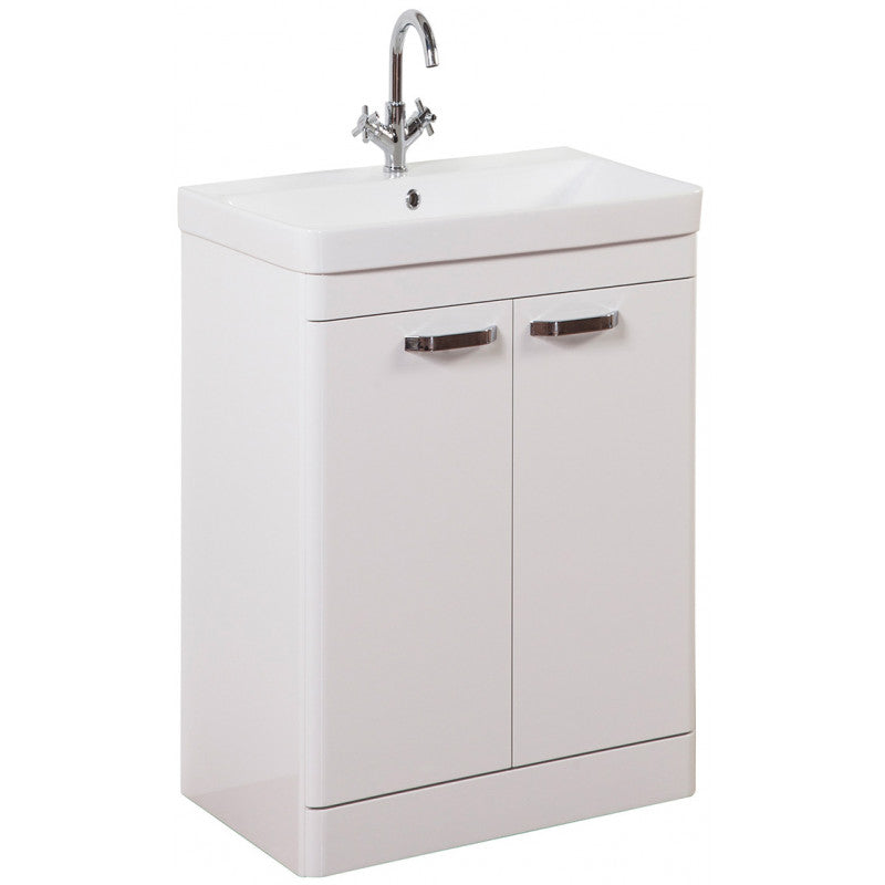 Olsa Floor Standing Basin Vanity Unit With 2 Doors - White Gloss 500mm