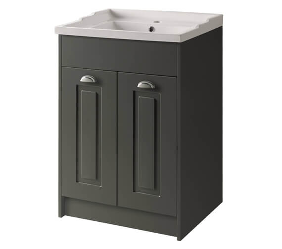 Siena Floor Standing 2 Door Basin Unit 600mm - Matt Grey