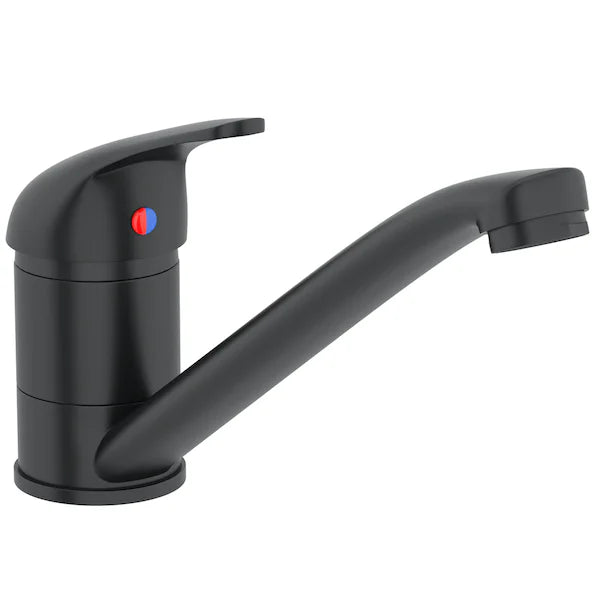 Single Lever Kitchen Sink Mixer Tap With Swivel Spout - Black