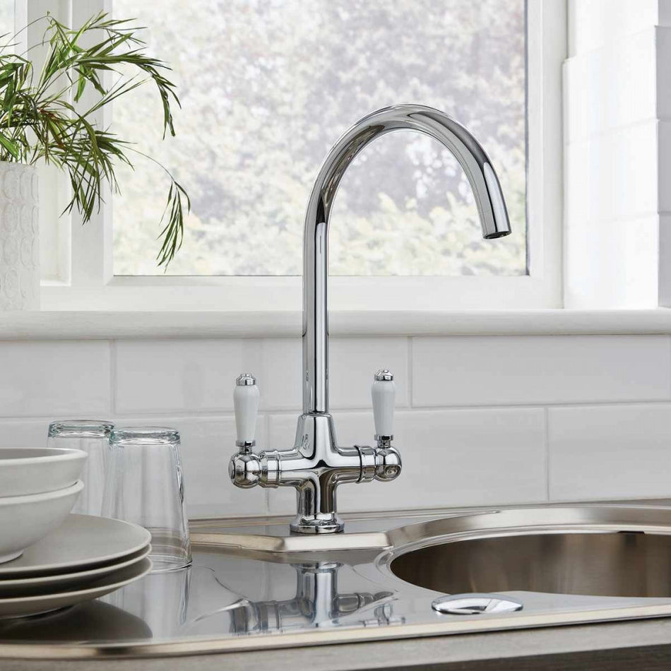 Traditional Kitchen Mixer Tap - Chrome