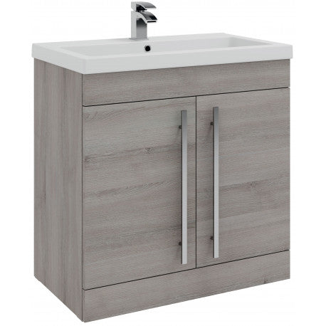 Milan Floor Standing 2 Door Unit & Basin - 800mm Silver Oak