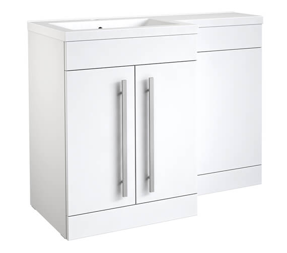 Milan 2 Door White Gloss L-Shaped Basin & Toilet Bathroom Unit - Left/Right Hand